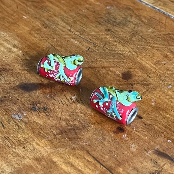 handmade Jewelry - 925 Lampwork Frog Beads OOAK Handmade Set of TWO